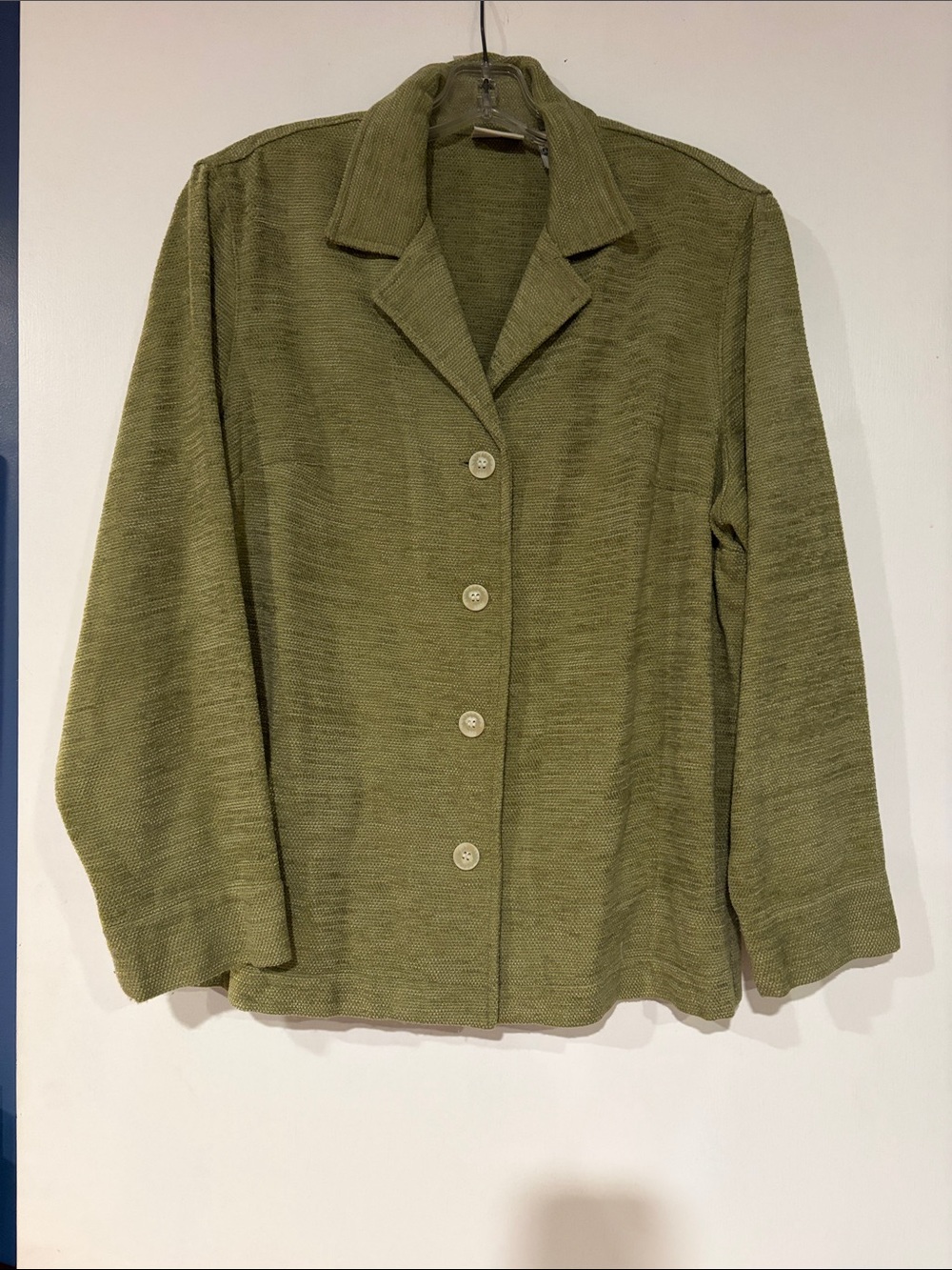 Classic Elements Petite Sage Green Textured Blazer Shirt Jacket L Large 14-16
